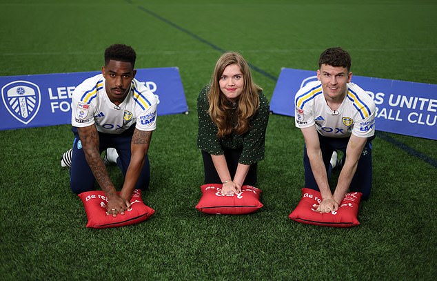 Ahead of the Championship Play-Off final, Leeds stars Junior Firpo (left) and Sam Byram (right) learned CPR as part of the British Heart Foundation's Every Minute Matters campaign
