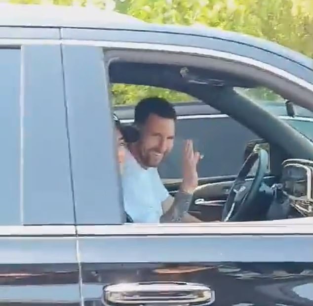 Inter Miami superstar Lionel Messi greeted fans in Florida at a traffic stop