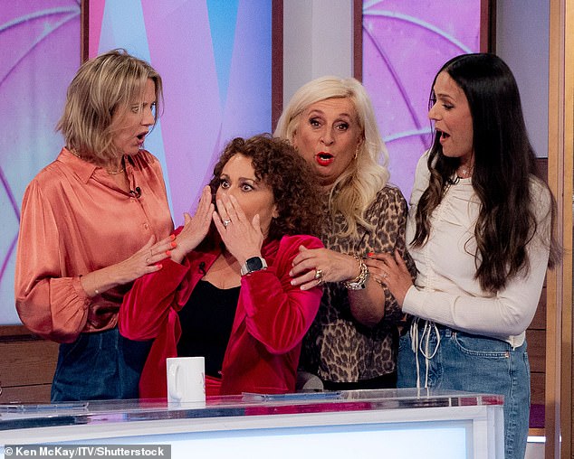 Nadia Sawalha was surprised when her friendship group entered the studio - leaving her in tears too - before accidentally dropping a swear word live on air