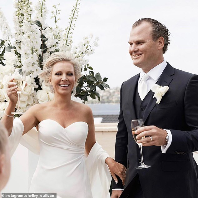 Leading cosmetics entrepreneur Shelley Sullivan and her husband Anthony have split seven years after their lavish Point Piper wedding (both pictured on their wedding day)