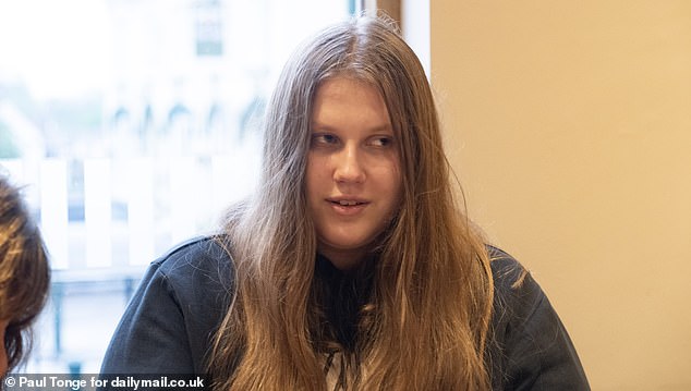 Julia Wendell, is known as the 'Maddie faker'.  She listened intently to the vigil after traveling from Poland to attend the event (pictured)