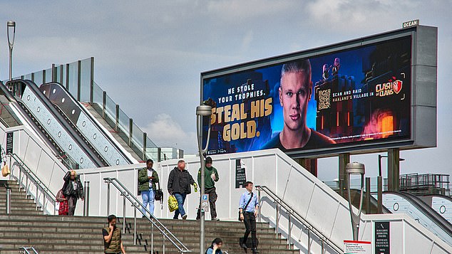 Manchester City striker Erling Haaland has been featured on billboards across the country