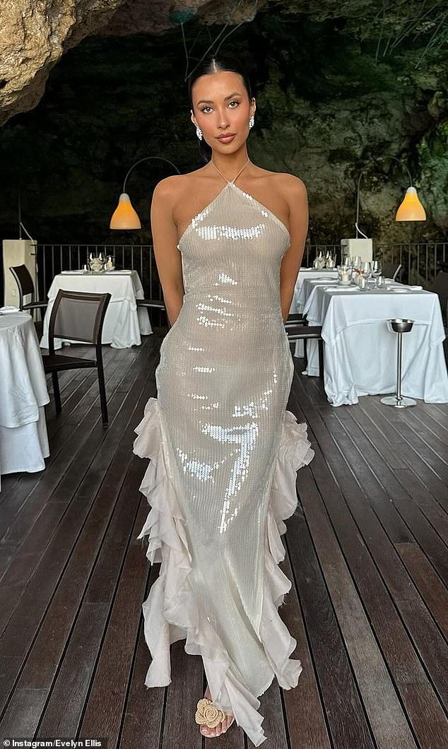 Married At First Sight star Evelyn Ellis, 28, (pictured) sets pulses racing in stunning ensemble while on holiday in Europe