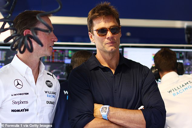 NFL legend Tom Brady was spotted walking through the paddock ahead of the Miami GP on Friday