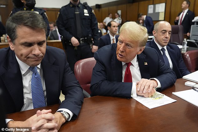 Donald Trump's words echoed in the courtroom on Tuesday.  Not from his own mouth, but in the form of his lawyer Todd Blanche (seen here on the left) as he delivered his closing argument