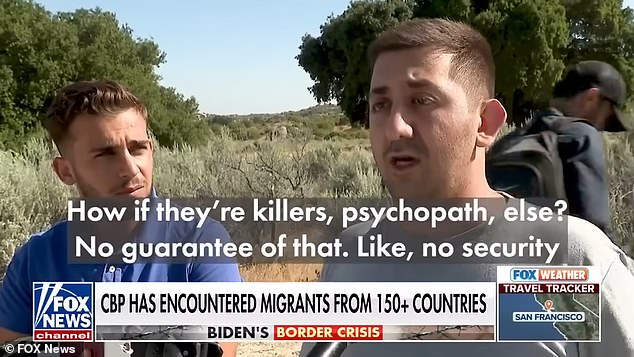 The Turkish migrant expressed dismay that murderers and psychopaths could enter the US while the border remains in place, in the words of DHS Sec.  Alejandro Mayorkas, a 'crisis'