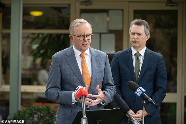 The government announced the changes on Sunday, with the cost savings set to be included in this month's budget (pictured with Prime Minister Anthony Albanese on the left and Education Minister Jason Clare on the right)