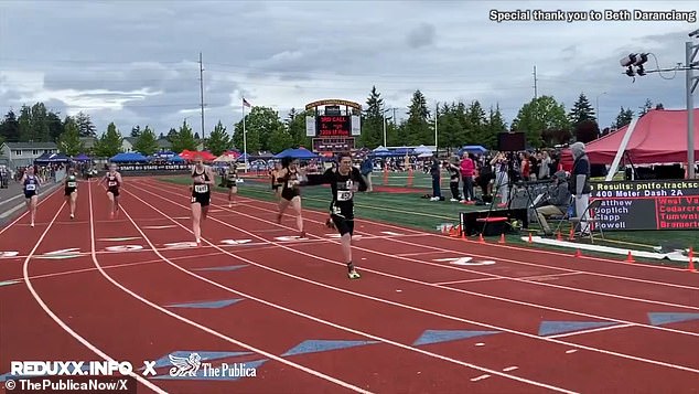 Trans high school runner Veronica Garcia won the girls 400m race in the 2A division at the WIAA State Championship Meet in Tacoma, Washington, a full second ahead of her rival