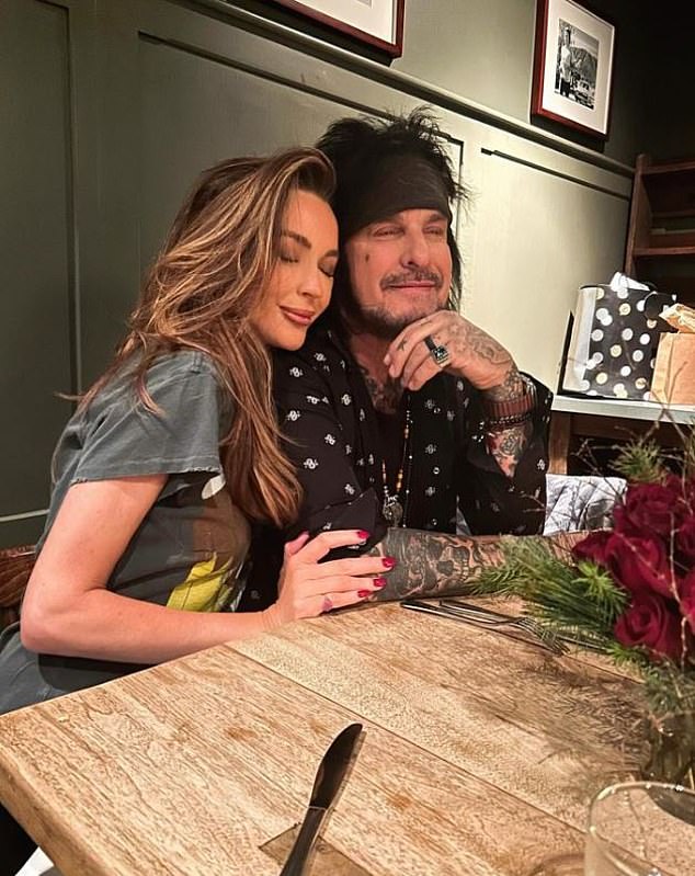 Nikki Sixx and his wife Courtney (pictured) shared their relief on Friday as they confirmed their stalker had been taken into custody after eight years of stalking