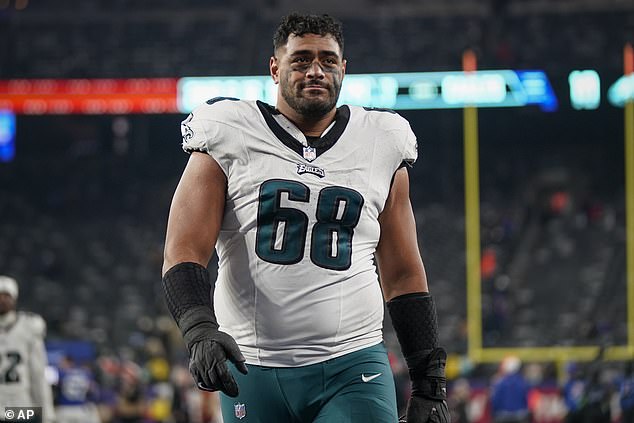The NFL has included Australia on a list of countries that could host a regular season match - with the Philadelphia Eagles and their Australian star Jordan Mailata (pictured) among the favorites to play Down Under if the historic move goes ahead