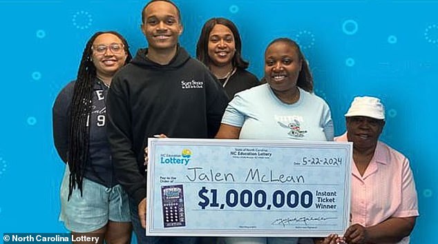 Jalen McLean, 18, won $1 million after giving his sister, Dasha Silas, money to buy him a scratch-off ticket at Valero in Fayetteville, North Carolina on May 21.