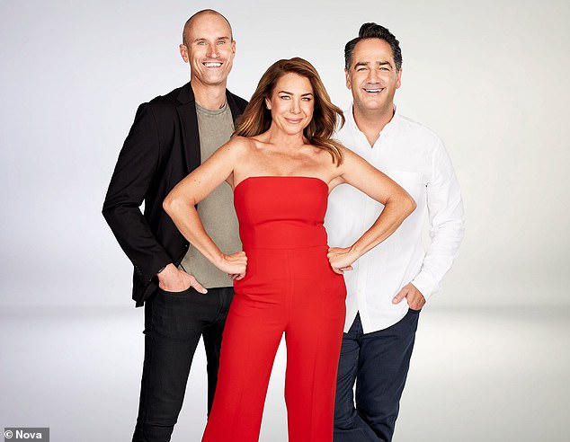 An insider told the publication that the Nova trio plans to extend their morning broadcast by an hour, from 6 a.m. to 10 a.m., instead of their usual 9 a.m. finish.  Pictured: Ryan 'Fitzy' Fitzgerald, Kate Ritchie, Michael 'Wippa' Wipfli