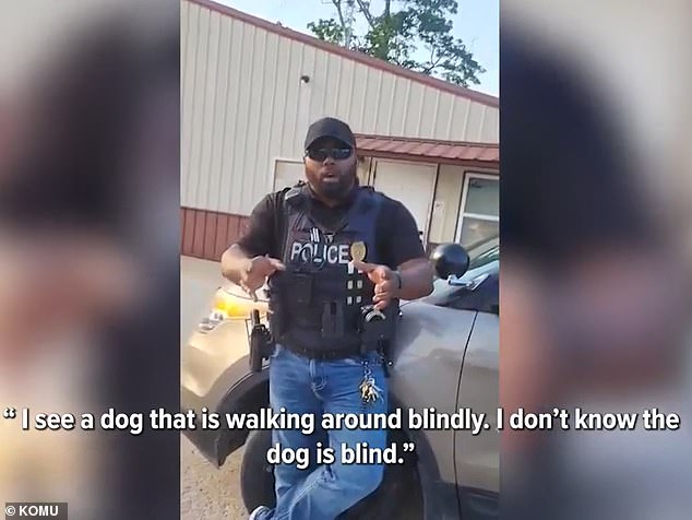 Sturgeon Police Officer Myron Woodson was seen on footage explaining that he shot the disabled dog because of his behavior, which the city admitted it 