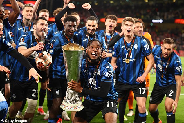 Peter Crouch praised Ademola Lookman (centre) after his hat-trick won Atalanta the Europa League title
