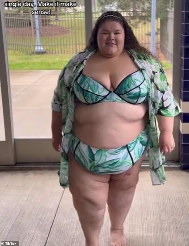 Jaelynn Chaney, 27, posted a video of herself walking past an indoor pool in a white and green bikini while exposing “gym rats” who shamed her and “slipped into her Tinder messages every day.”