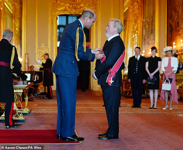 Sir Ridley Scott, from Los Angeles, is appointed Knight Grand Cross of the Order of the British Empire by the Prince of Wales at Windsor Castle