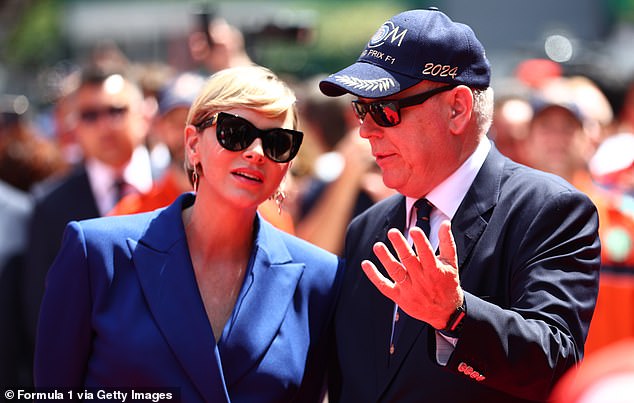 In the photo: Princess Charlene accompanied her husband Prince Albert this afternoon at the Monaco Grand Prix