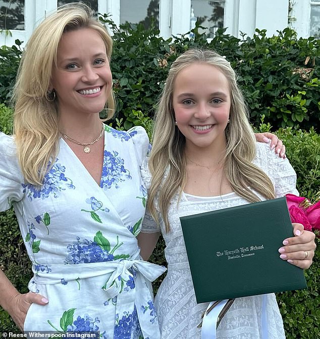 Reese Witherspoon beamed with pride as she congratulated her niece Abby James Witherspoon on her high school graduation this weekend