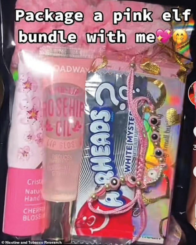 One of the messages identified by the researchers appears to sell candy and lip gloss, but the words 