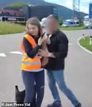 A woman was picked up by a driver