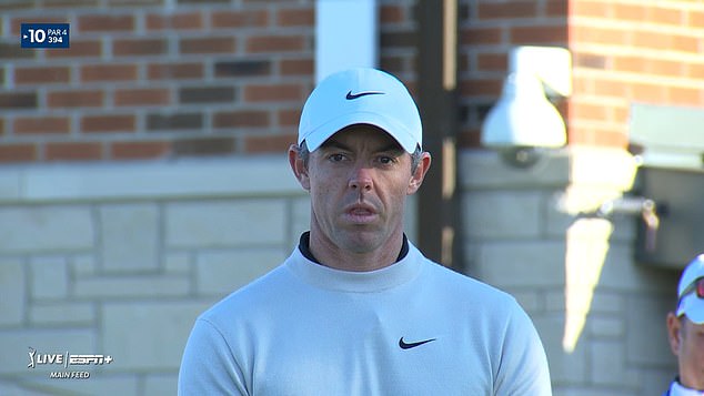 Rory McIlroy waits at the tee for his first round at the Canadian Open in Ontario on Thursday