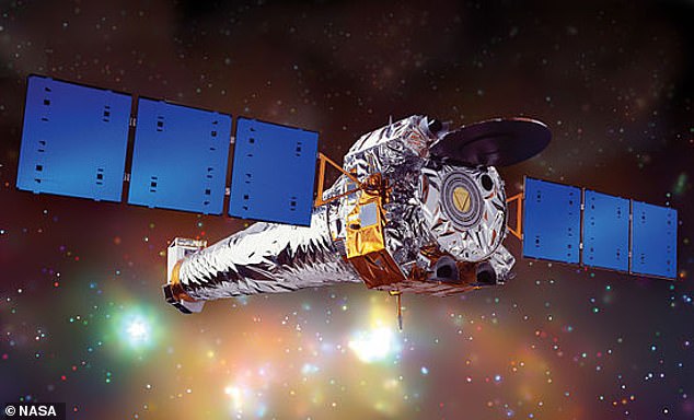 Dr.  McDowell's work with NASA's Chandra X-ray telescope (above), launched in 1999 to collect X-rays from exploded stars, distant galactic clusters and matter-swirling black holes.  The Chandra team partially disabled the satellite to weather the solar storm