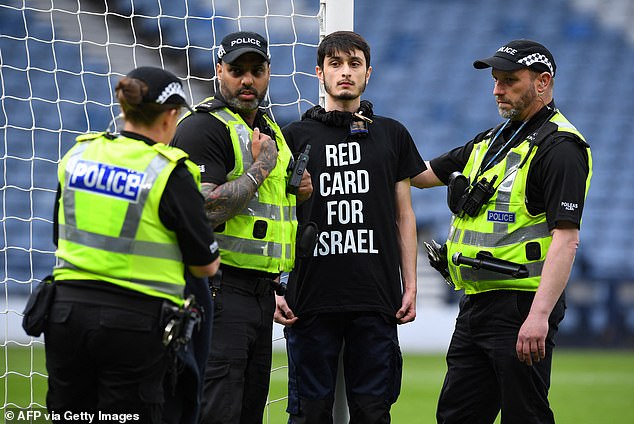 Scotland-Israel clash postponed after anti-Israel protester chained himself to a post