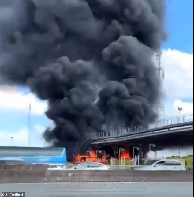 Two buses were set on fire when Lyon and PSG supporters clashed ahead of the French Cup final