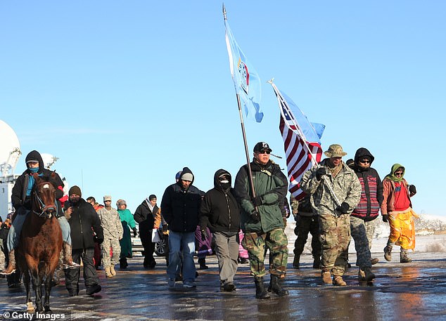 The protest against the Dakota Access Pipeline lasted nine months at the end of President Obama's second term.  The Standing Rock Sioux Tribe and thousands of activists gathered in North Dakota to protest the construction of a crude oil pipeline