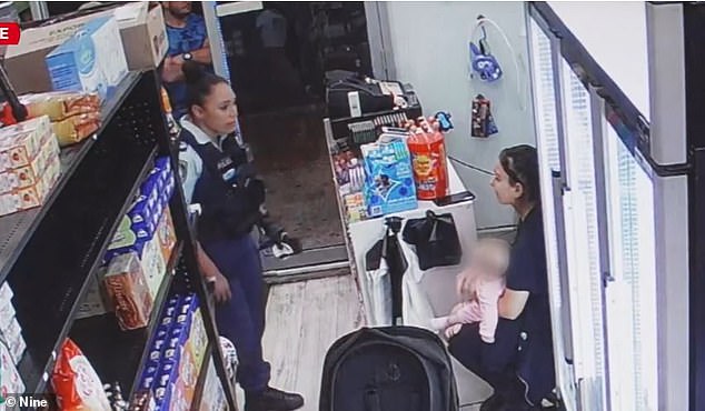 The woman and her baby were forced to take refuge in a supermarket in Liverpool, western Sydney, after a man allegedly stalked her while armed with a knife.