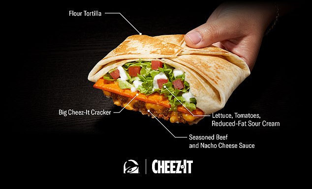 The Big Cheez-It Crunchwrap Supreme becomes a hearty item with nacho cheese sauce, lettuce, low-fat sour cream and tomatoes