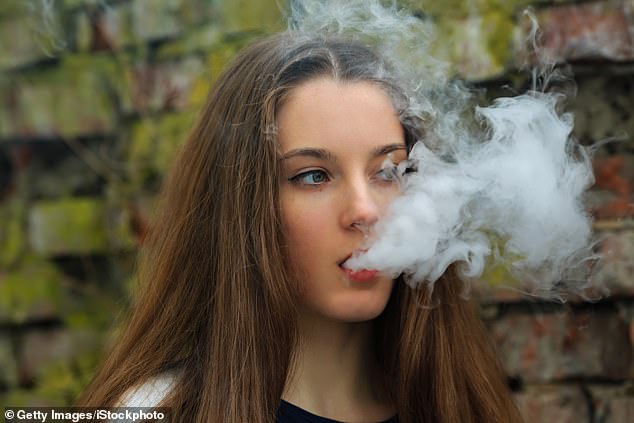 Researchers from University College London have found that the number of 18 to 24 year olds vaping has tripled in two years, driven by the rise of disposable devices (file pic)