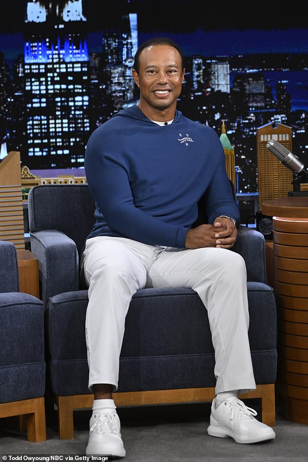 Tiger Woods appeared on Jimmy Fallon late Tuesday night for the launch of Sun Day Red