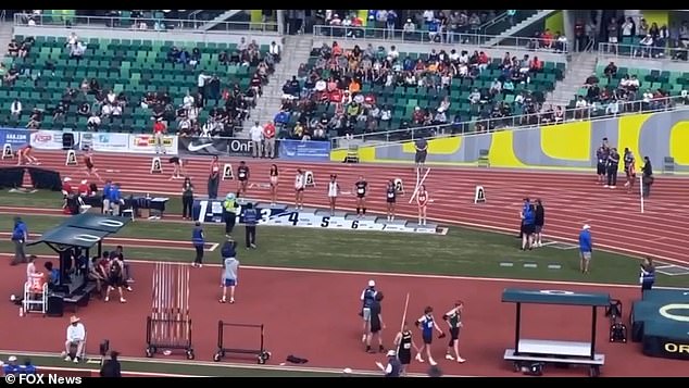 Gallagher stormed to victory in the 200m final on Saturday and stood alongside six other girls as the results were announced