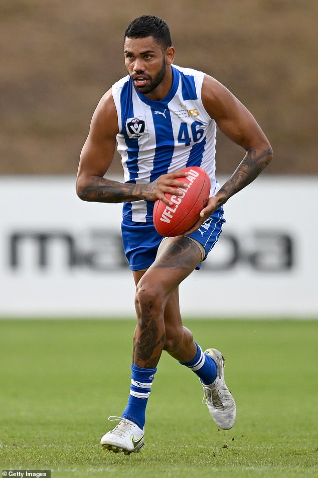 Thomas (pictured) was released by the Kangaroos in February after being banned by the AFL for 18 weeks