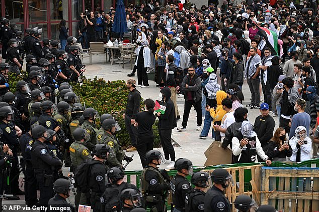 Police raided the University of California, Irvine on Wednesday after the school declared a 'violent protest' and asked for help