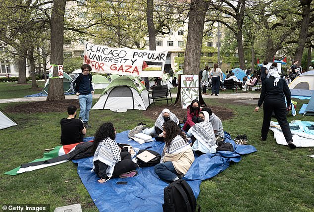 University of Chicago protestors at pro Palestine encampment rattle off list