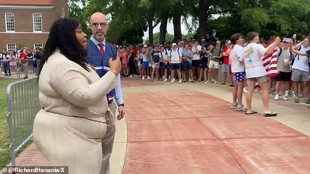 University of Mississippi students taunted a black female protester with racist monkey noises and shouts of 