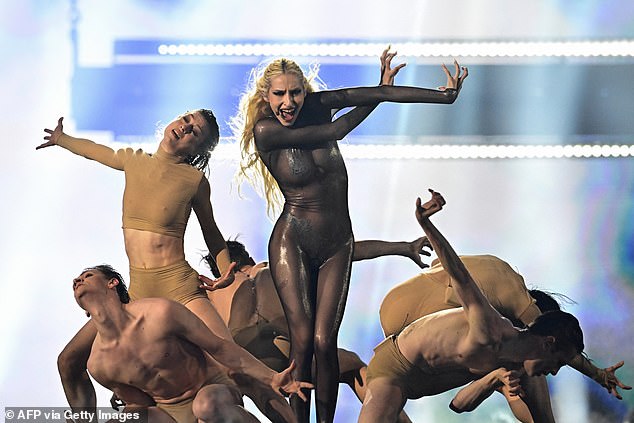 Her dancers were designed to look completely naked in beige outfits for the racy show