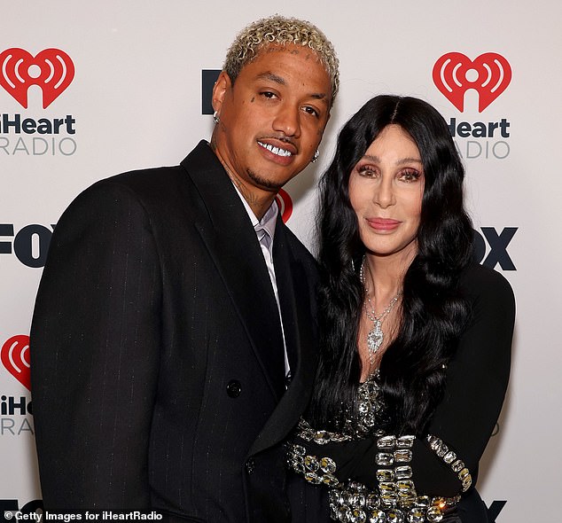 Cher, pictured here with her boyfriend, rapper Alexander Edwards.  There is an age difference of forty years between the two.