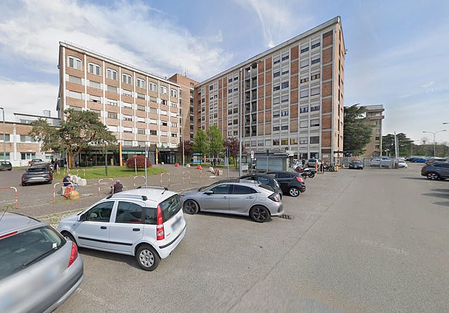 The 22-year-old said she was awaiting treatment at Vizzolo Predabissi Hospital (pictured) near Milan when she was raped on the night of May 27-28, local media reported.