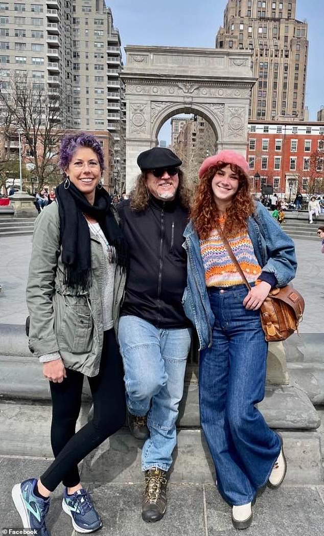Writer Tina Hedin, 62, who lost her only child Kiki (far right) to anaphylactic shock, has exposed the heartbreaking reality of her struggle with grief.  In the photo: mother and daughter with father Eric