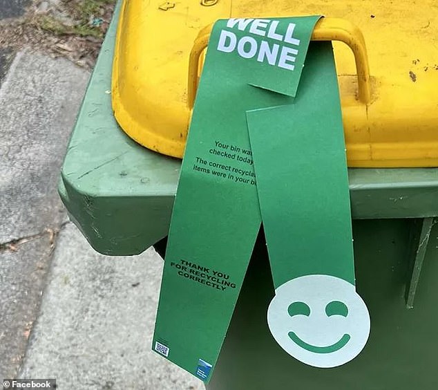 Residents in Melbourne's northwest found council workers had left tags on bins rating their recycling efforts