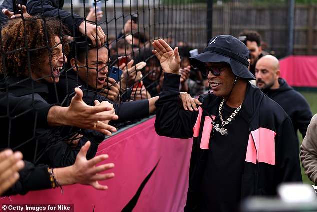 Ronaldinho took part in a noisy event on one of the pitches in Shepherd's Bush