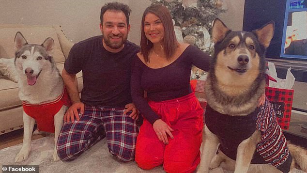 The couple never dreamed that the calm, well-behaved husky (left, pictured with their other dog) they had for the past few years would attack their son 'out of the blue'