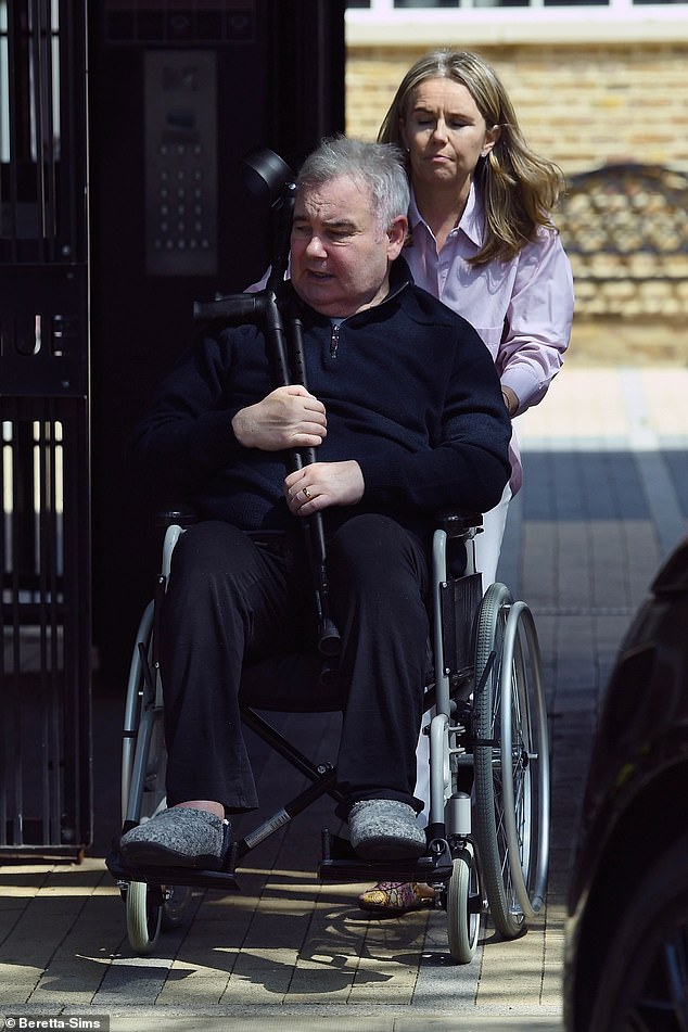 Eamonn, 64, is driven around by his physiotherapist as he heads to a medical appointment in March