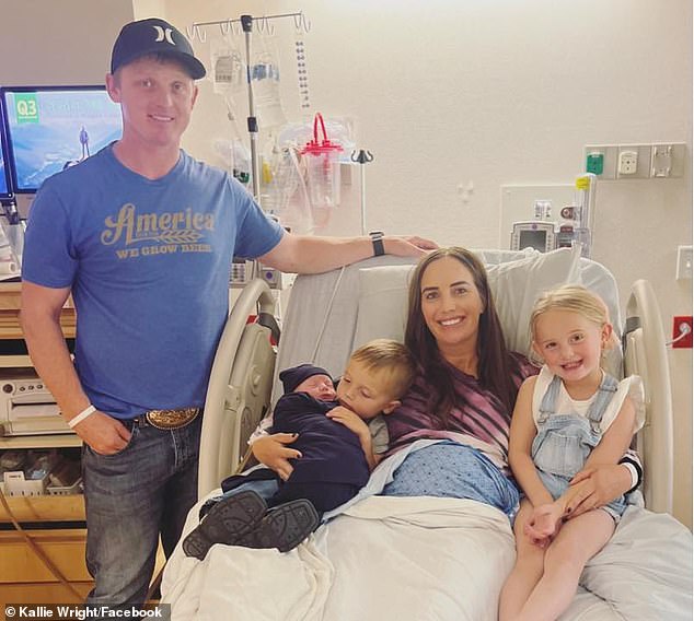 The wife of Rodeo star Spencer Wright has said they are hopeful about their three-year-old son's recovery from a brain injury after he plunged into a fast-flowing river