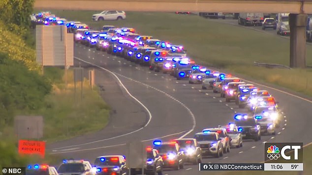 Late Thursday afternoon, hundreds of state troopers and local police officers formed a procession to the site where Pelletier was killed and escorted his body away from the scene.