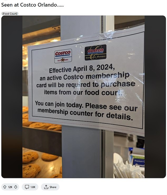 On April 8, new rules were implemented at Costco Food Court locations requiring employees to ask for membership cards before allowing a guest to purchase items