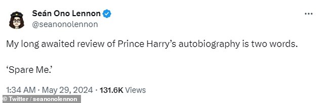 1717237109 844 John Lennons son Sean says Prince Harry is an idiot